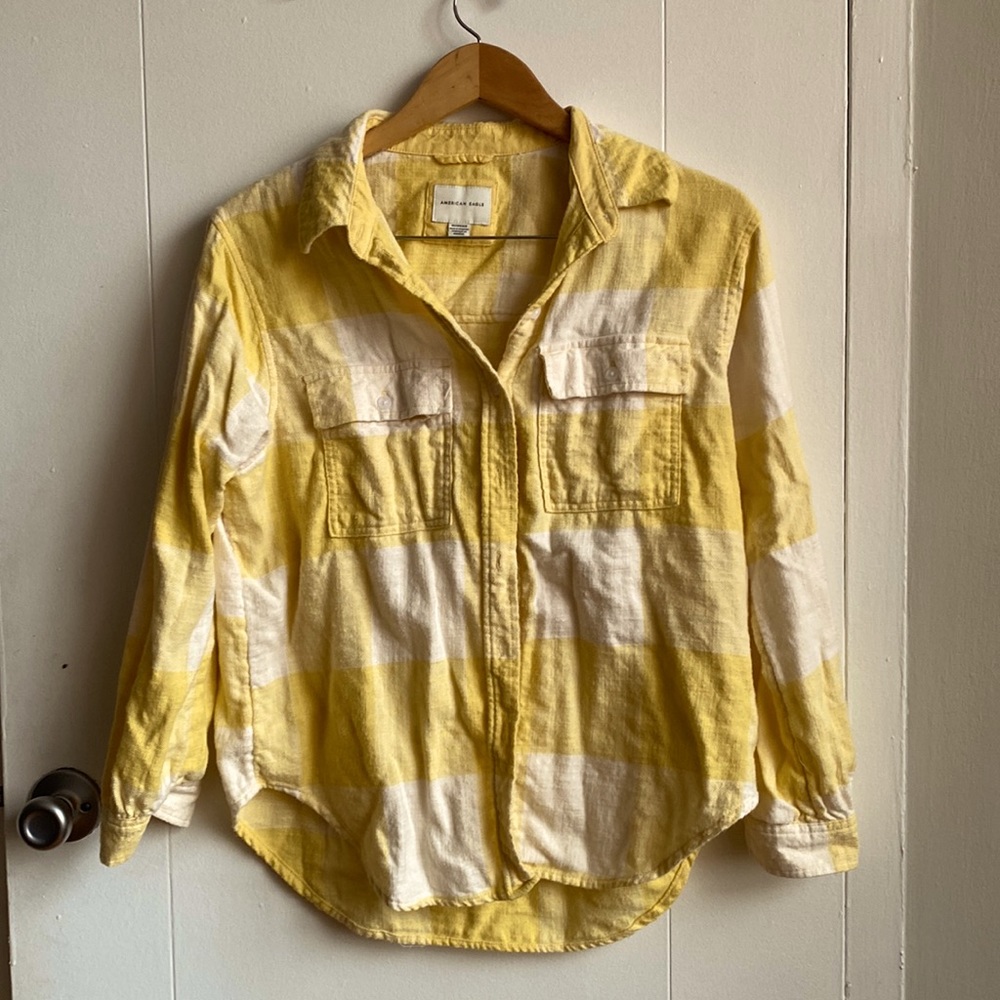 Yellow plaid flannel size XS AE